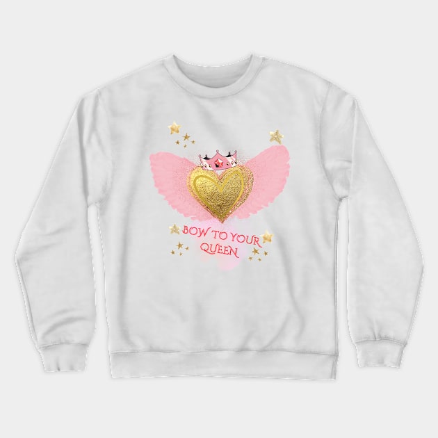 Bow to your queen in pink Crewneck Sweatshirt by Once Upon a Find Couture 